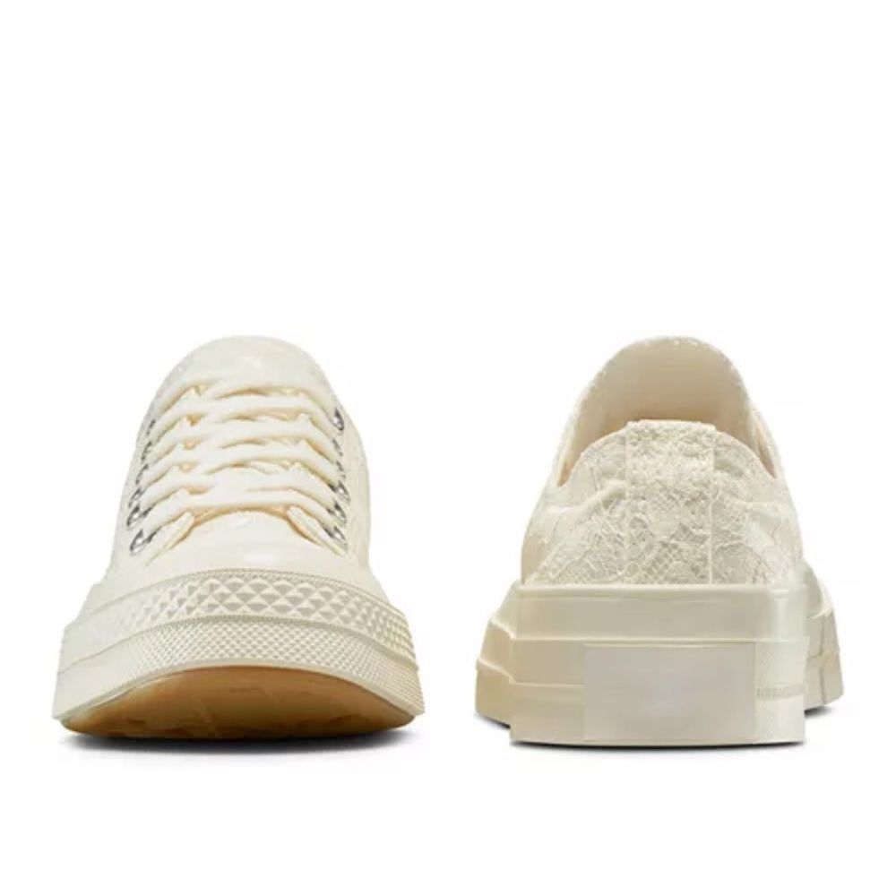 CONVERSE 7 Chuck 70 Vintage Bohemian Floral Lace Ivory Off White Base Sneakers - Picture 4 of 15